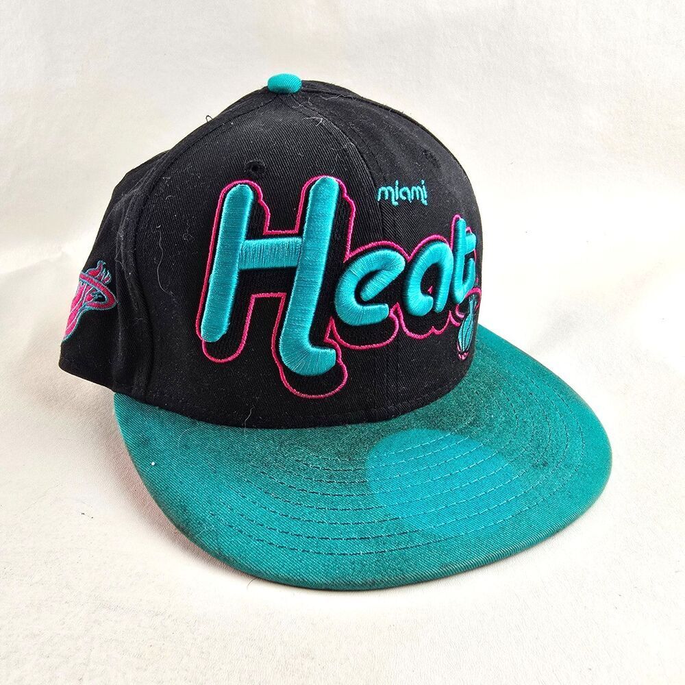 Miami Heat Hat Mens One Size Black Teal Pink New Era 9Fifty Snapback Neon Vice